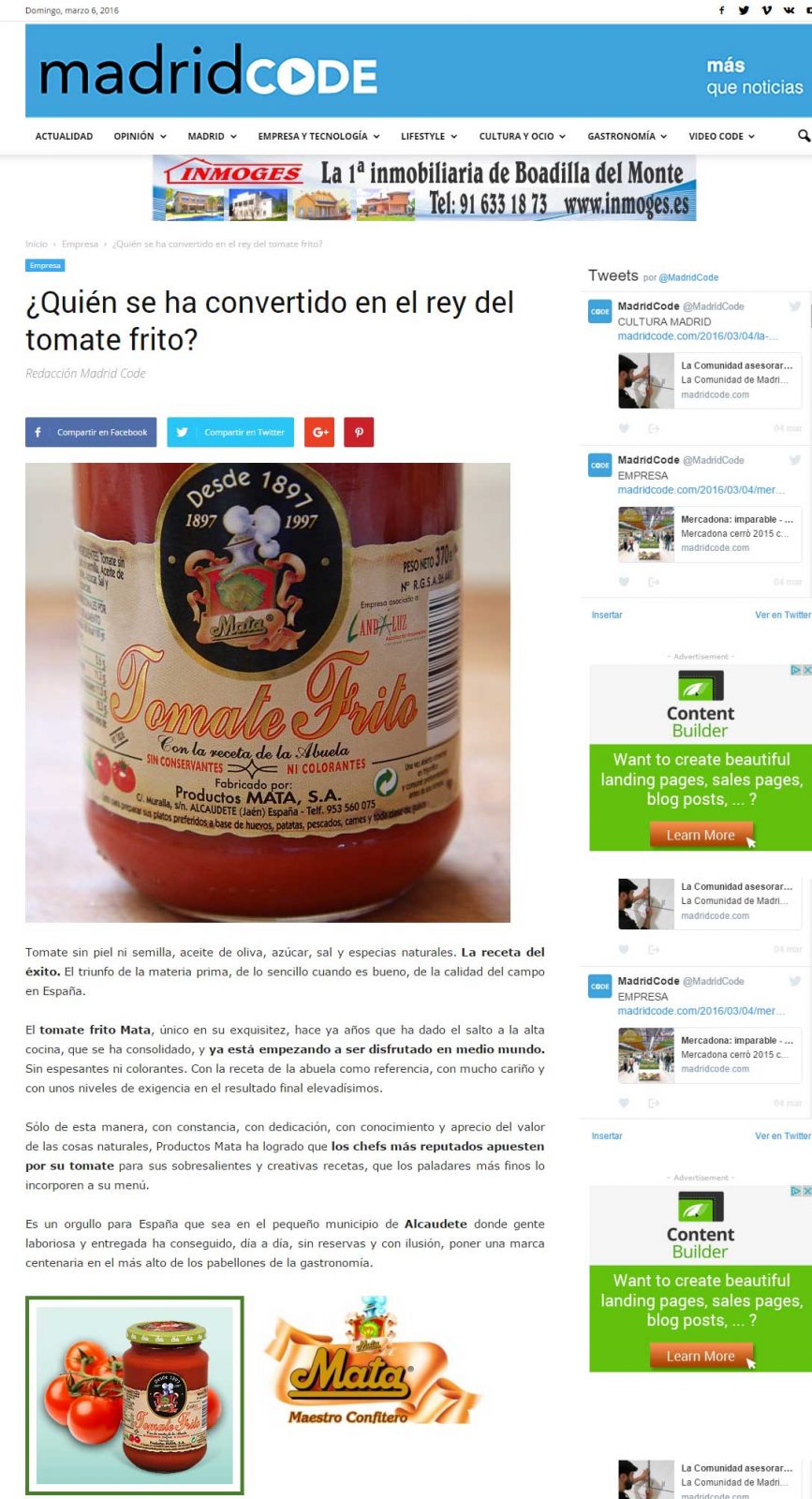 ¿Quién se ha convertido en el rey del tomate frito? en @MadridCode