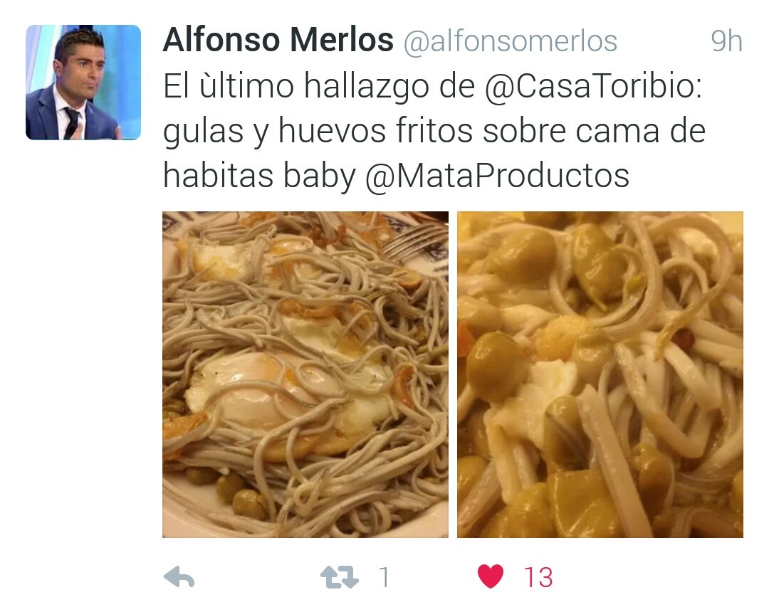El ùltimo hallazgo de @CasaToribio: gulas y huevos fritos sobre cama de habitas baby @MataProductos – @alfonsomerlos