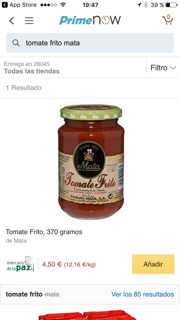 Tomate Mata disponible para pedidos en Amazon Prime Now