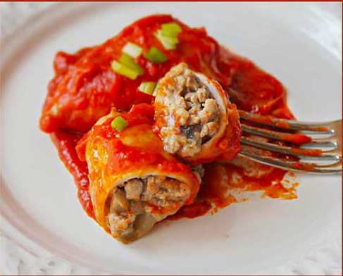 Calamares rellenos con carne picada